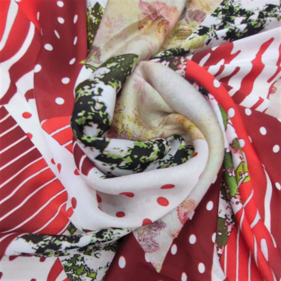 Print On Silky Satin Fabric#65