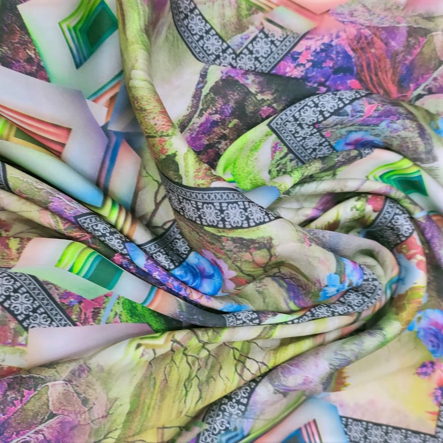 Print On Silky Satin Fabric#89