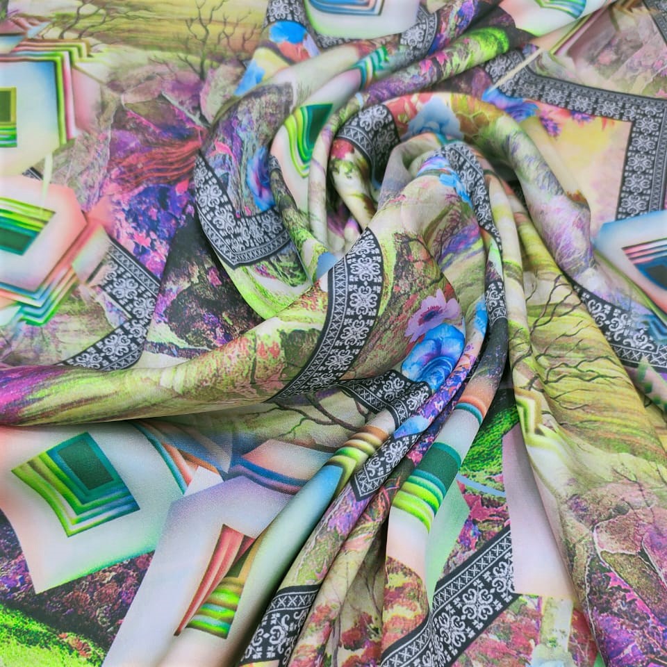 Print On Silky Satin Fabric#89
