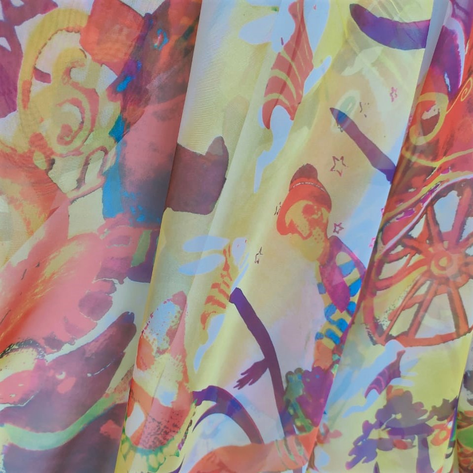 Print On Poly Flat Chiffon Woven Fabric#03