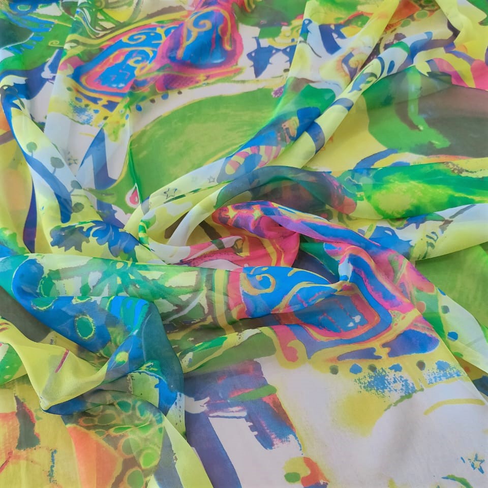Print On Poly Flat Chiffon Woven Fabric#06