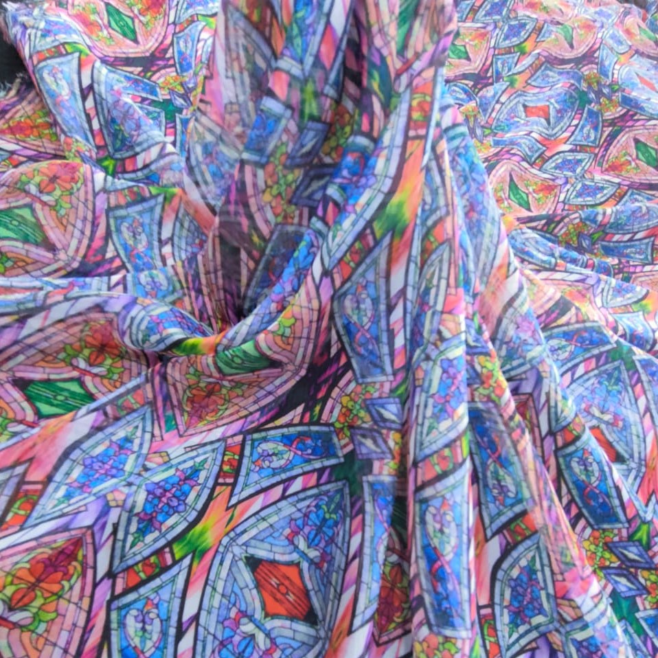 Print On Poly Flat Chiffon Woven Fabric#40