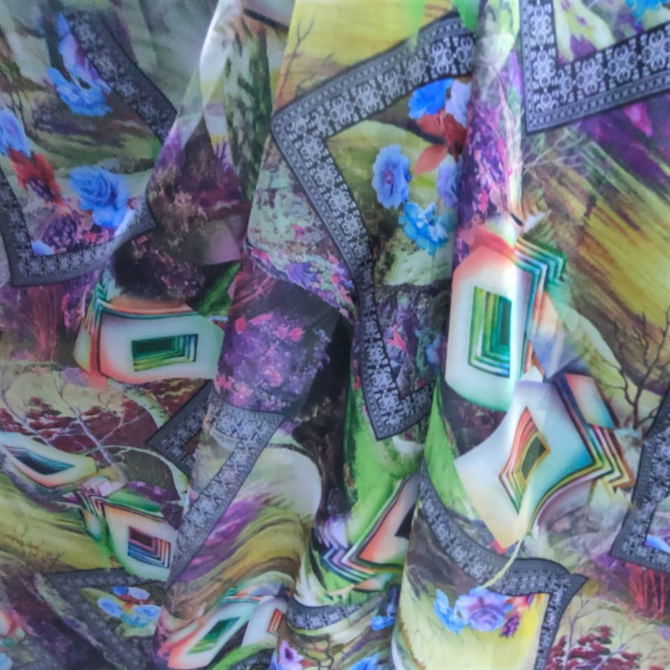 Print On Poly Flat Chiffon Woven Fabric#49