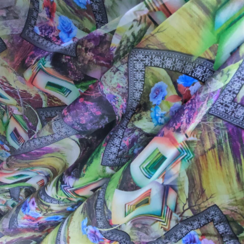 Print On Poly Flat Chiffon Woven Fabric#49