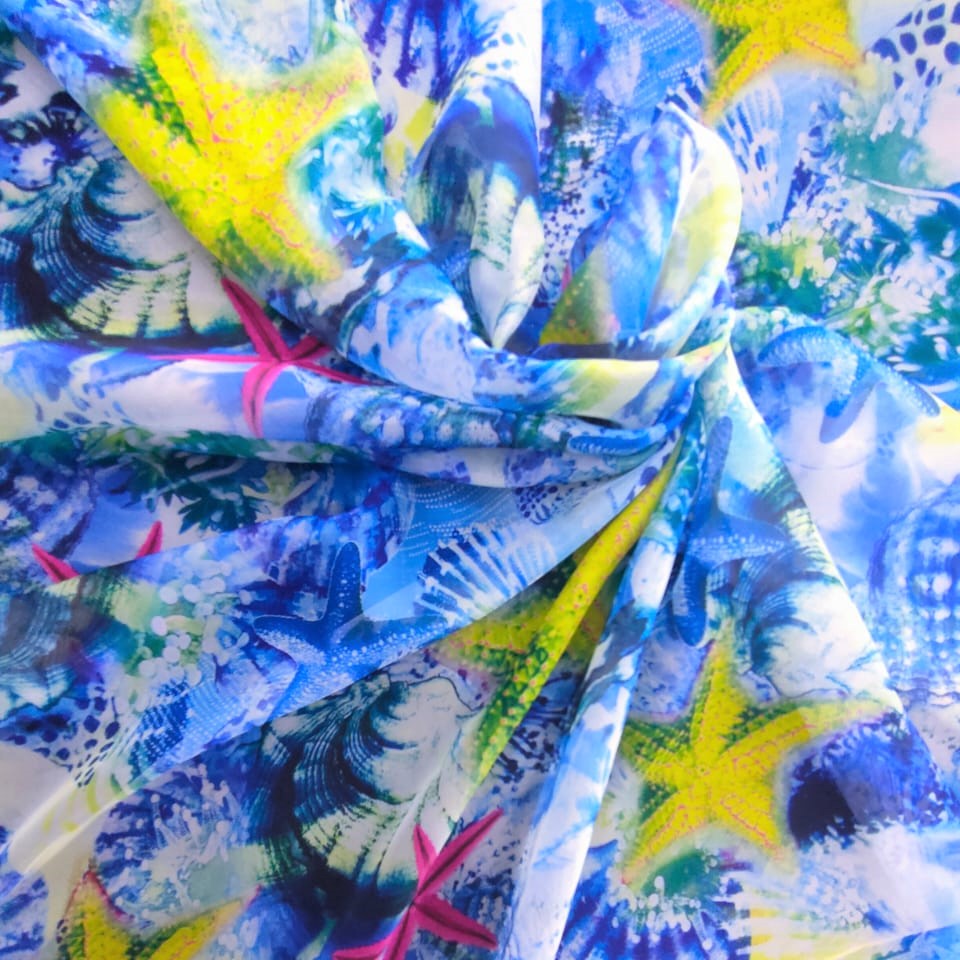 Print On Poly Flat Chiffon Woven Fabric#56