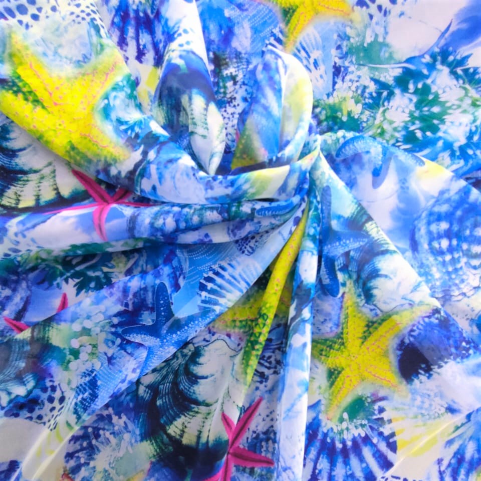 Print On Poly Flat Chiffon Woven Fabric#56