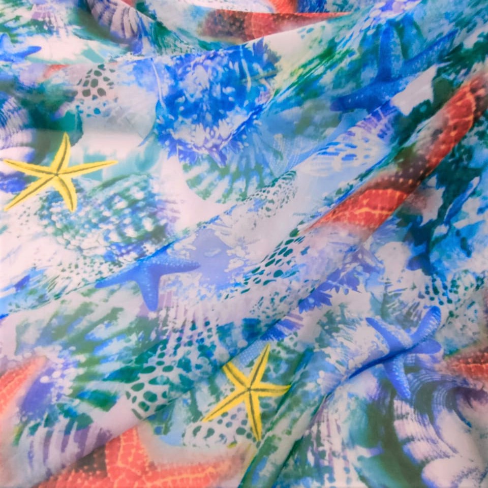 Print On Poly Flat Chiffon Woven Fabric#88