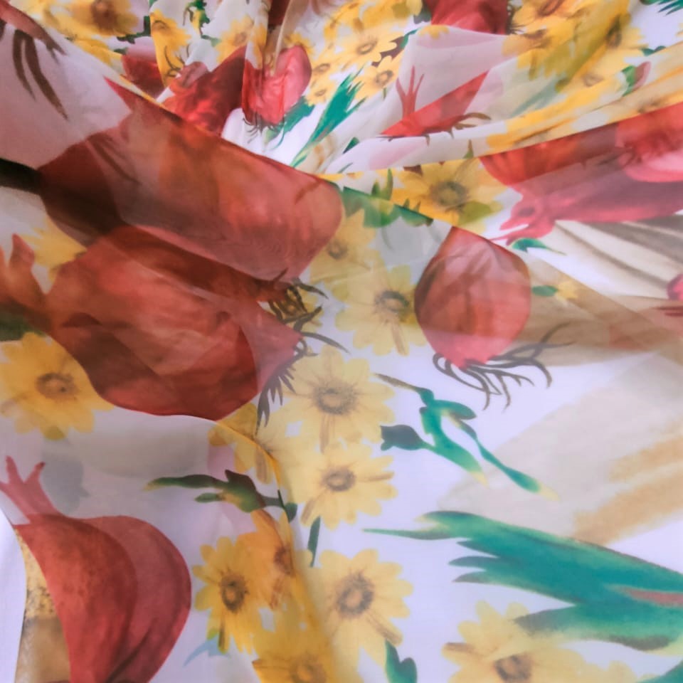 Print On Poly Flat Chiffon Woven Fabric#90