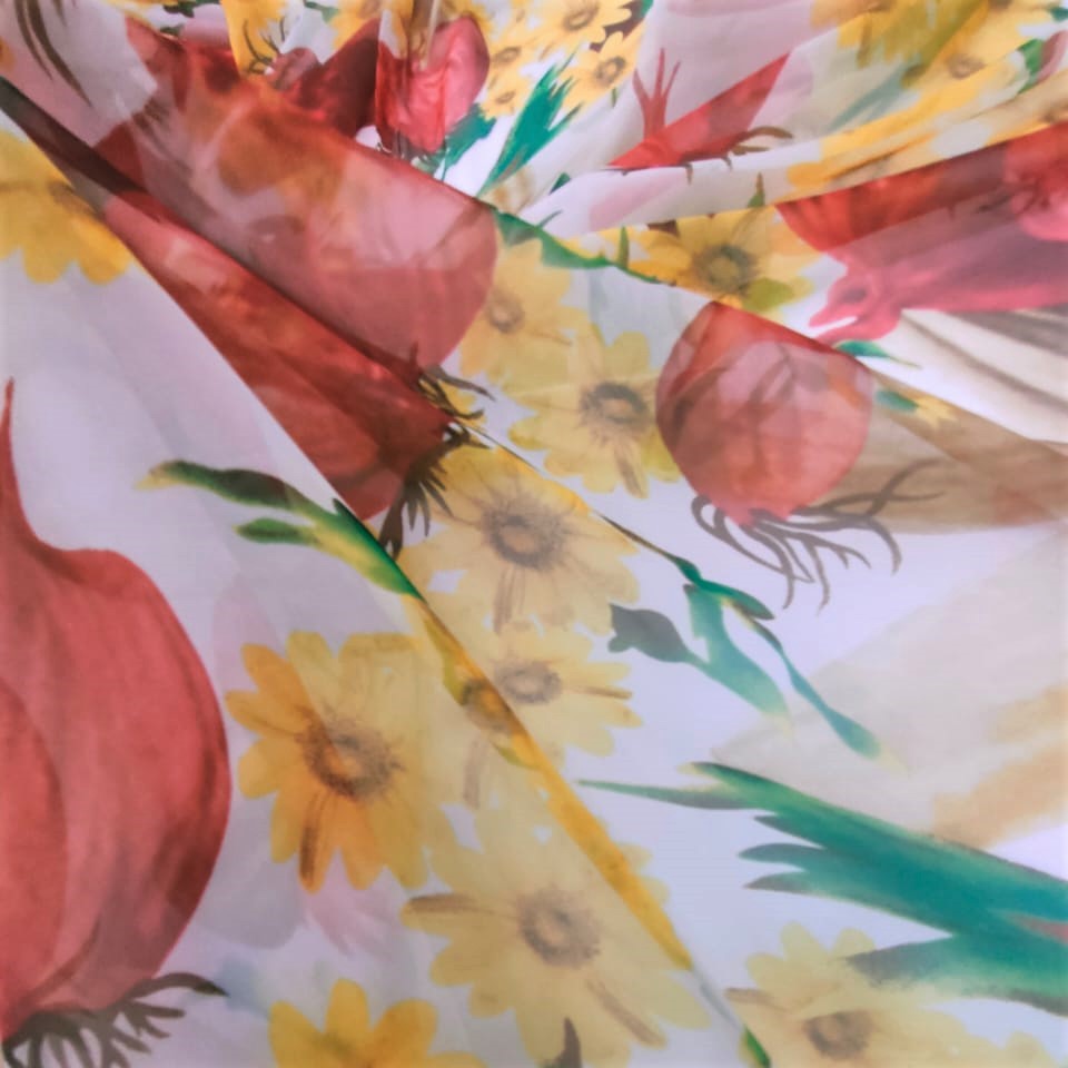 Print On Poly Flat Chiffon Woven Fabric#90