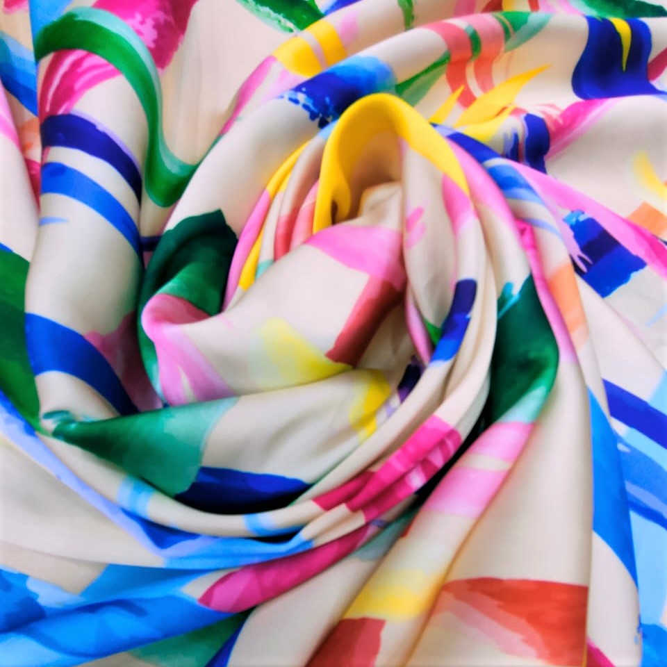 Print On Silky Satin Fabric#105