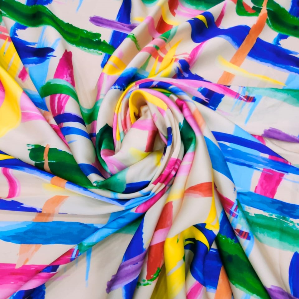 Print On Silky Satin Fabric#105