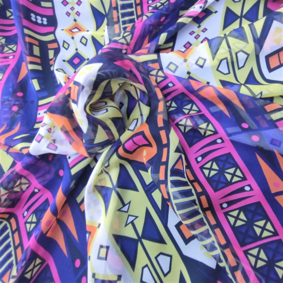 Print On Poly Flat Chiffon Woven Fabric#113