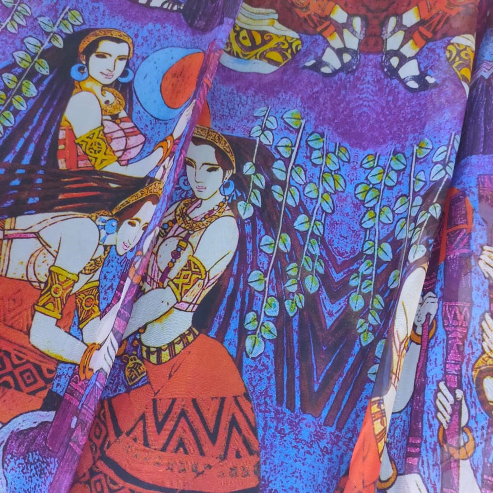 Print On Poly Flat Chiffon Woven Fabric#119