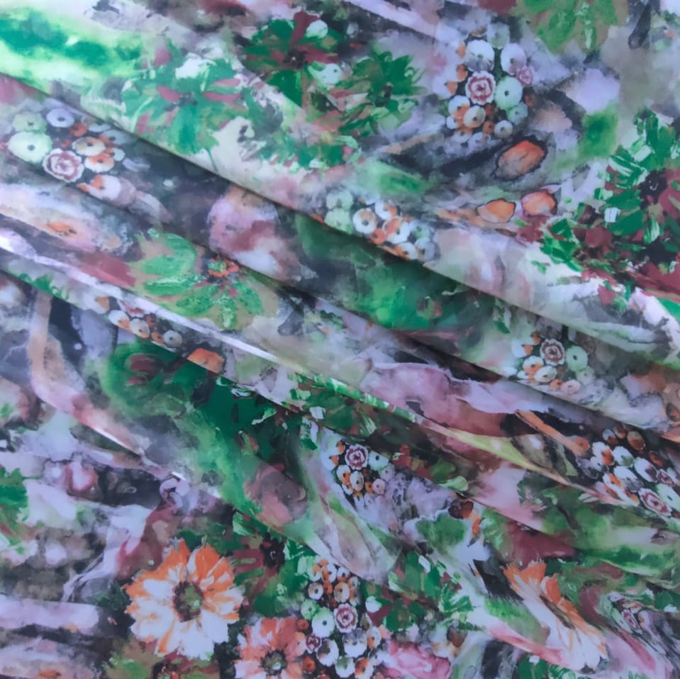 Print On Poly Flat Chiffon Woven Fabric#124
