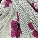 Black Dots & Dark Pink Flower Print On Georgette