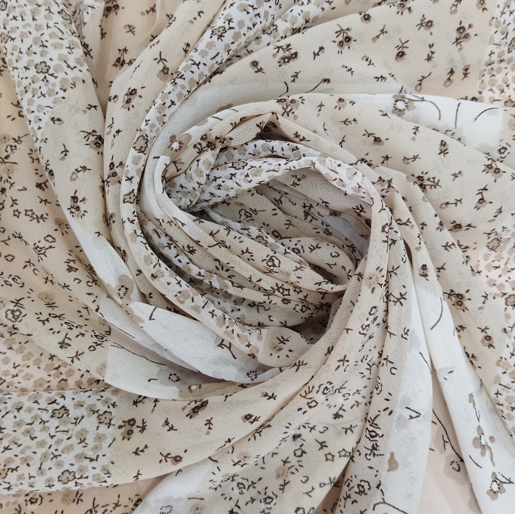 Beige Japanese Cherry blossom flower Print On Georgette