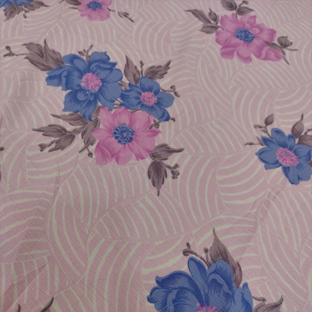 Light Pink & Blue Floral Print On Georgette