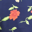 Navy Blue & Red Flower Print On Georgette