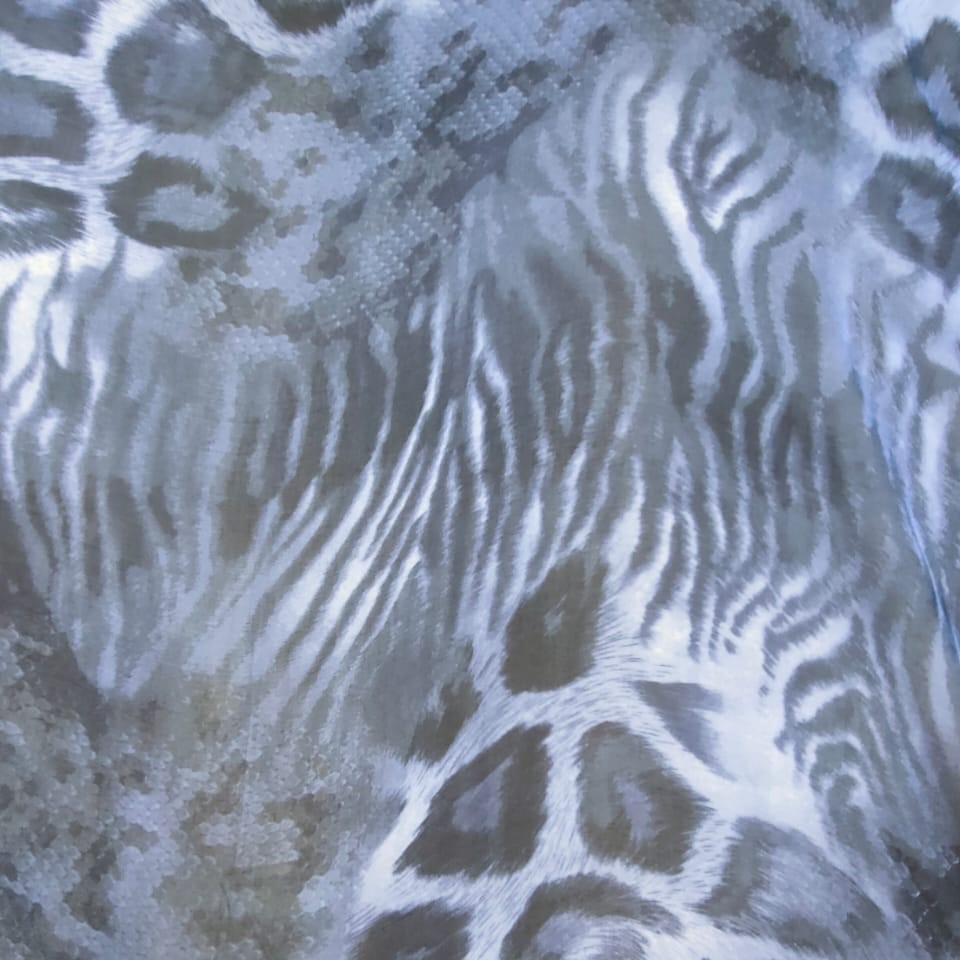 Black And White Leopard Print On Silk Chiffon