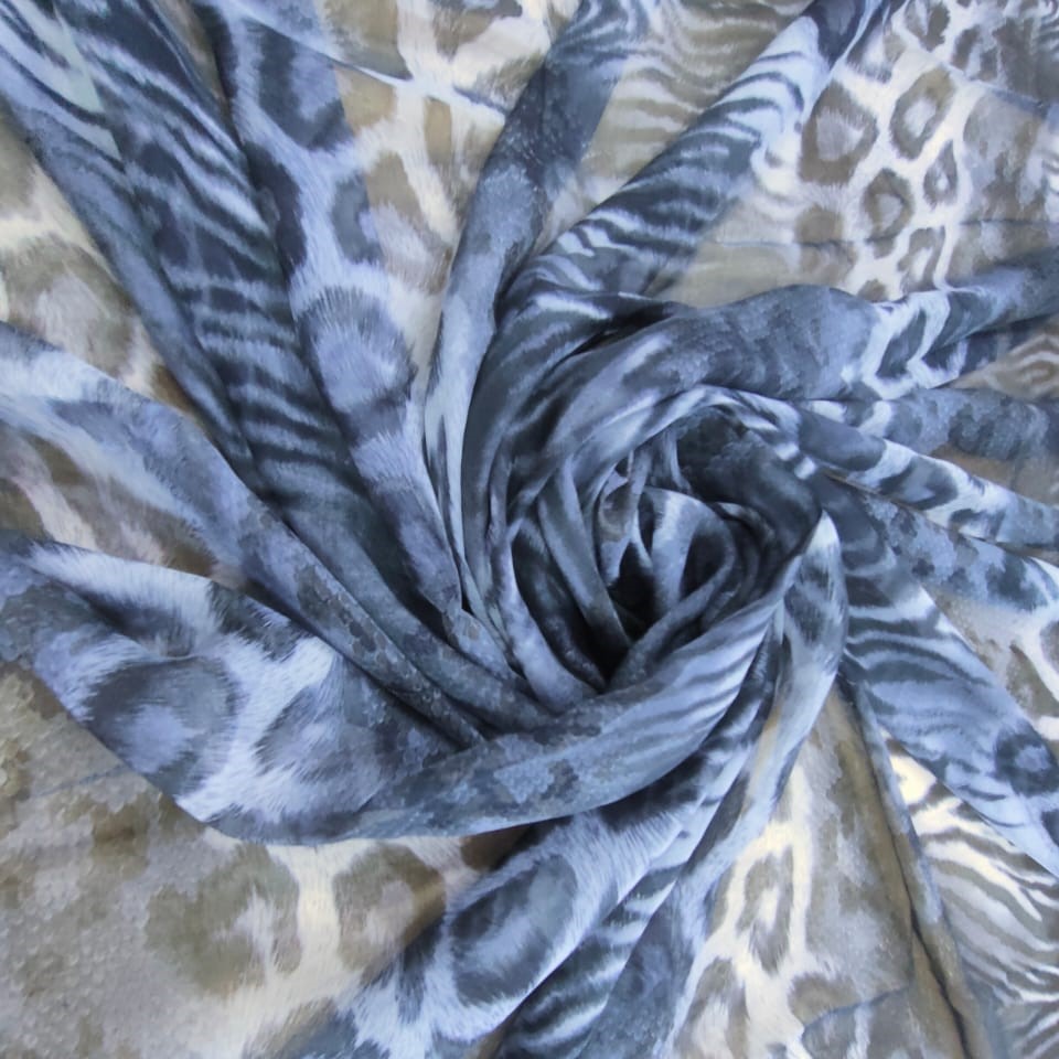 Black And White Leopard Print On Silk Chiffon