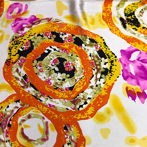2719 Orange Mojito Print on Pure Silk Satin