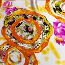 2719 Orange Mojito Print on Pure Silk Satin