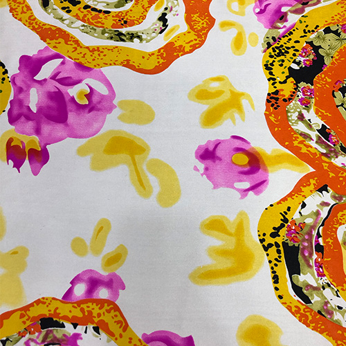 2719 Orange Mojito Print on Pure Silk Satin