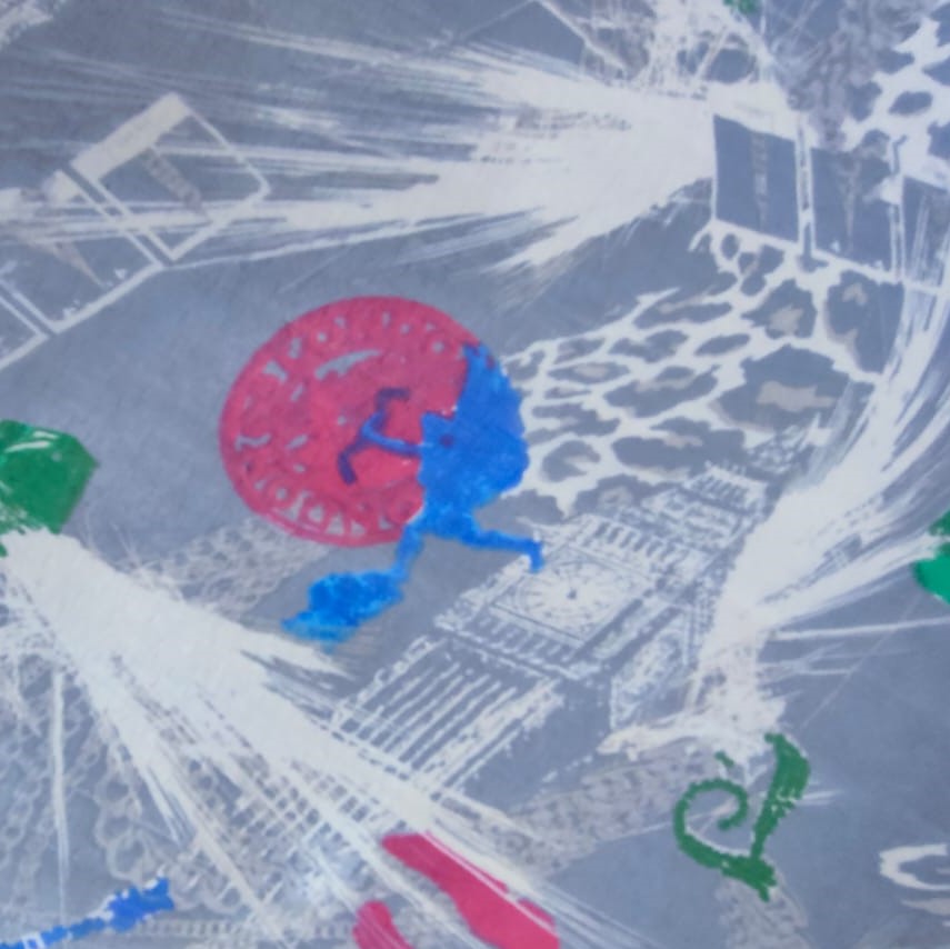 Cityscape(Blue)Print On Silk Chiffon