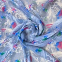 Cityscape(Blue)Print On Silk Chiffon