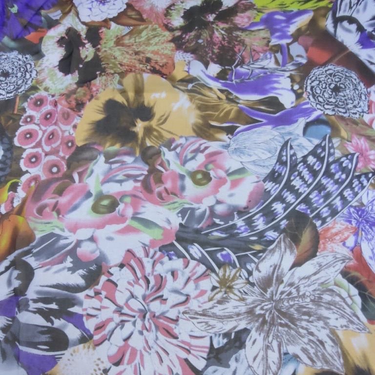 Wildflowers Mix Print On Silk Chiffon