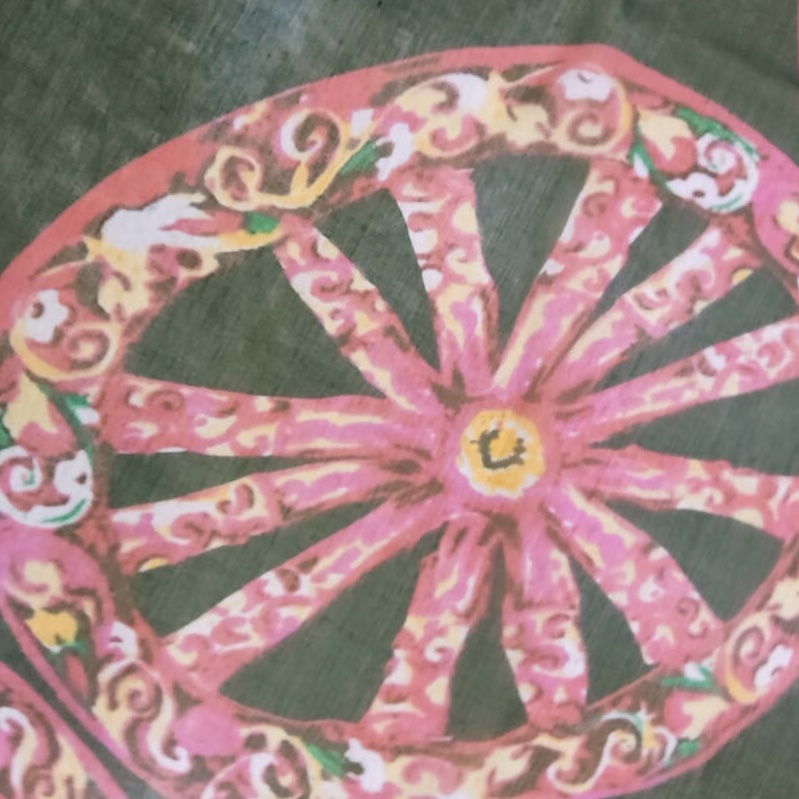 Wheel Of Art (Pink) Print On Silk Chiffon