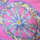 Wheel Of Art (Blue) Print On Silk Chiffon