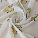 White Cotton Yellow Block Print Woven Fabric