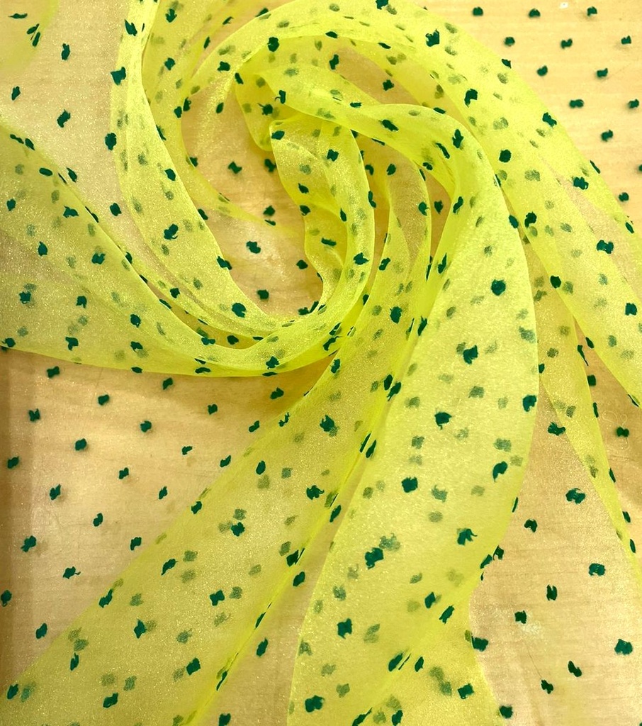 Madonna Organza Dyed Fabric (Two Tone)(Green on Yellow10)