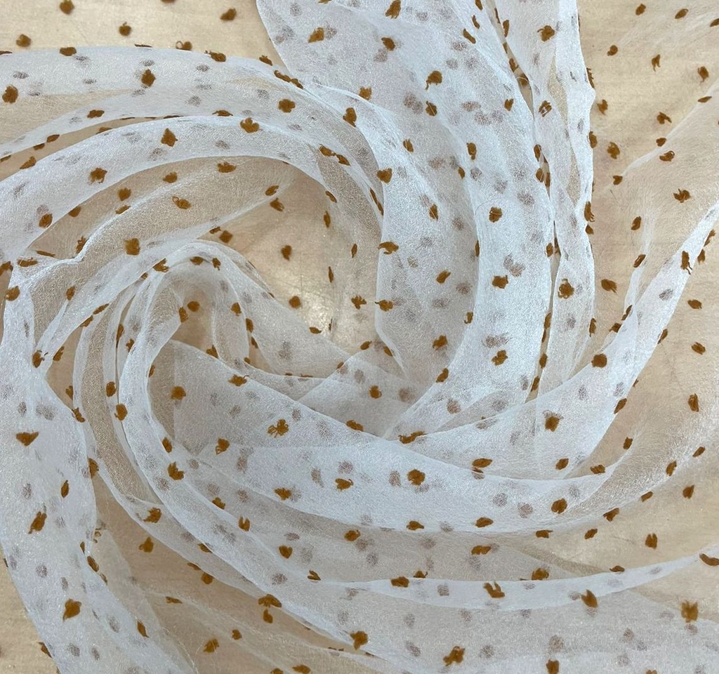 Madonna Organza Dyed Fabric (Two Tone)(Dusty Mustard on White 13)