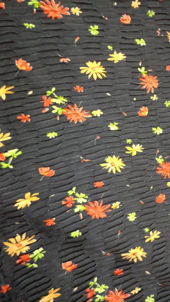 Flower Black Base Print On Pleated