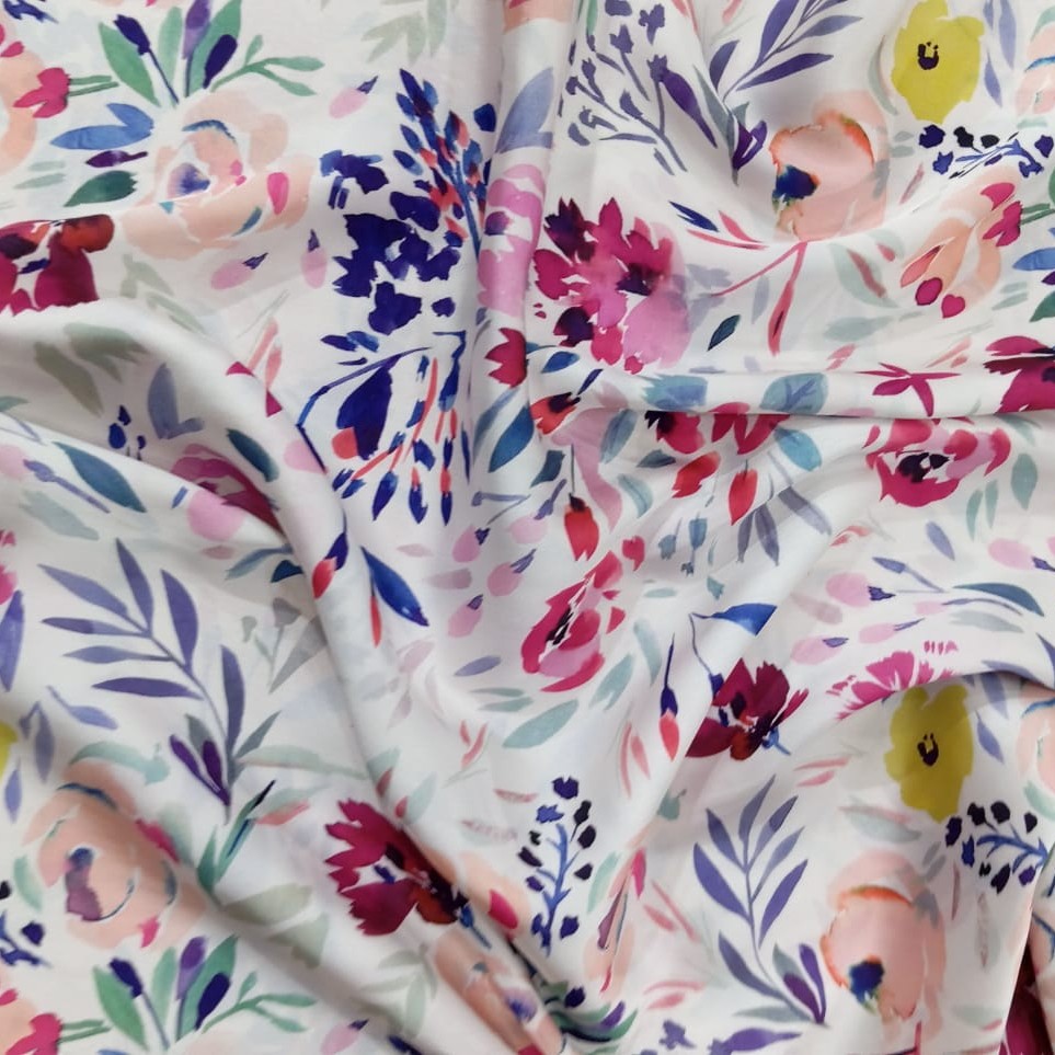 Rose Floral Print On Korean Satin SS22L KSPL28