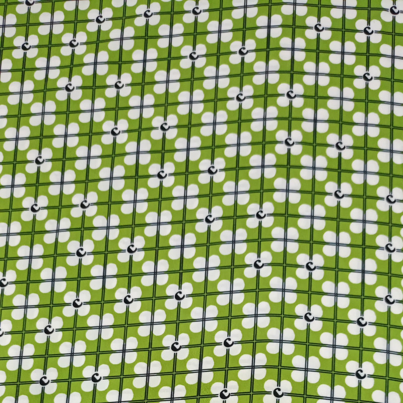 Green Abstract Print On Korean Satin SS22L-KSPL45