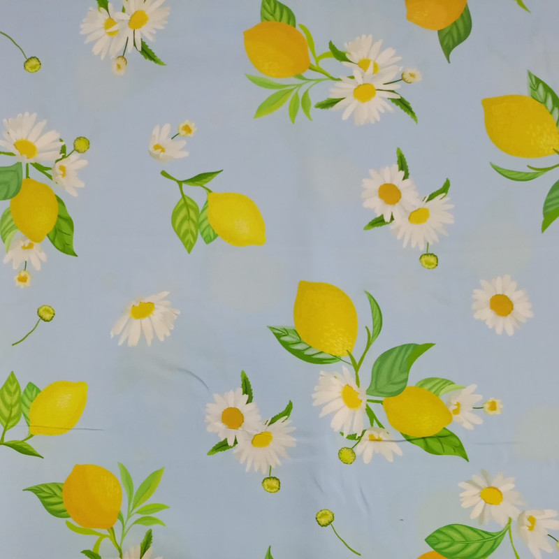 Zerbra Flower & Lemon Print On Korean Satin SS22L-KSPL46