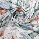 Orange Flower Print On Korean Satin SS22L-KSPL33