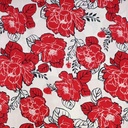 Red Flower Print On Korean Satin SS22L-KSPL40
