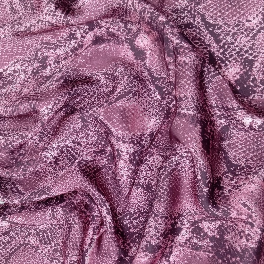 Maroon Snake Skin Print On Korean Satin SS22L KSPL49