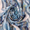 Green & White Marble Print On Korean Satin SS22A-KSPA77