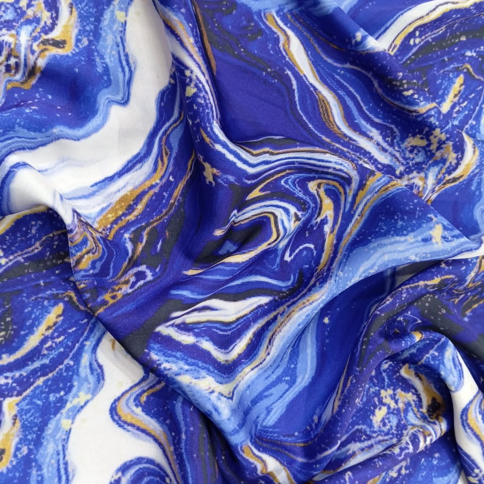 Thunder Marble Print On Korean Satin SS22A KSPA05