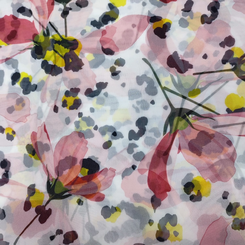 Hibicus Flower Print On Organza SS22A-ORPA58