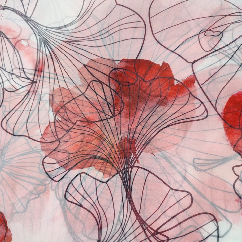 Bloosom Red Flowers Print On Organza SS22A-ORPA63