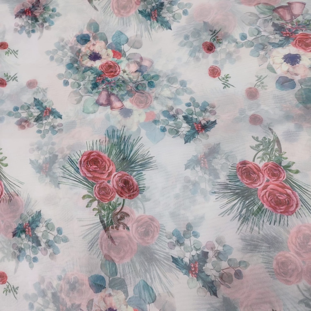 Rose Floral Print On Organza SS22A ORPA68