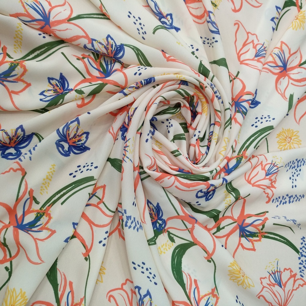 Hand Draw Floral Art Print On Royal Georgette (SS22A) RGPA19