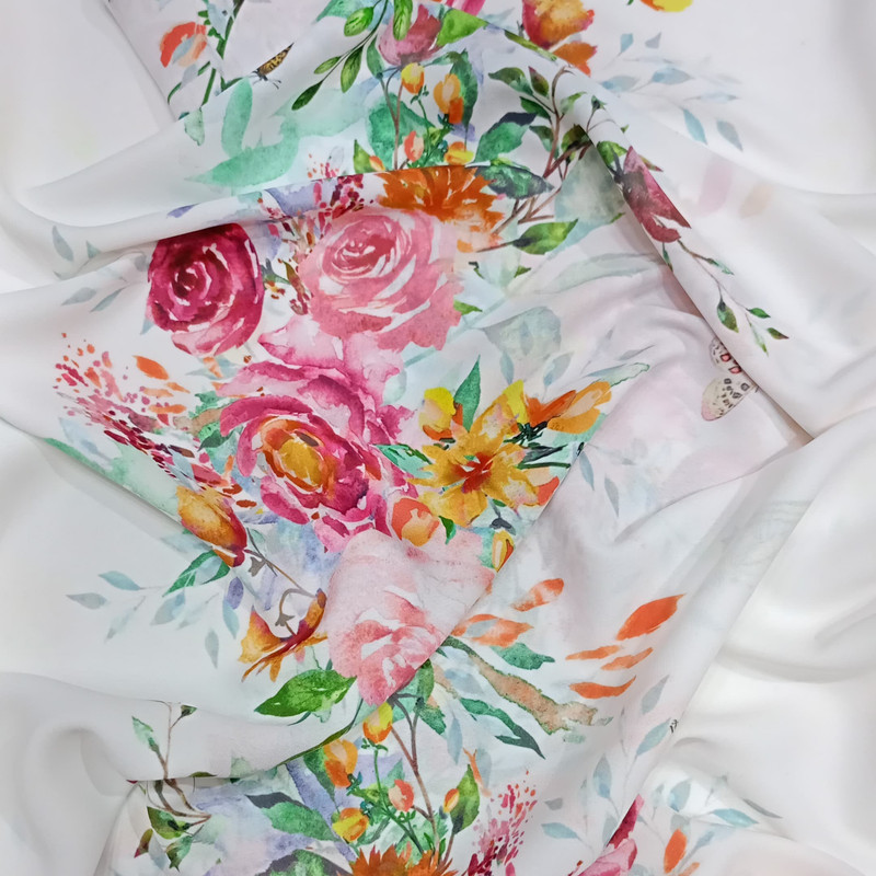 White Base Floral Print On Royal Georgette (SS22A) RGPA07