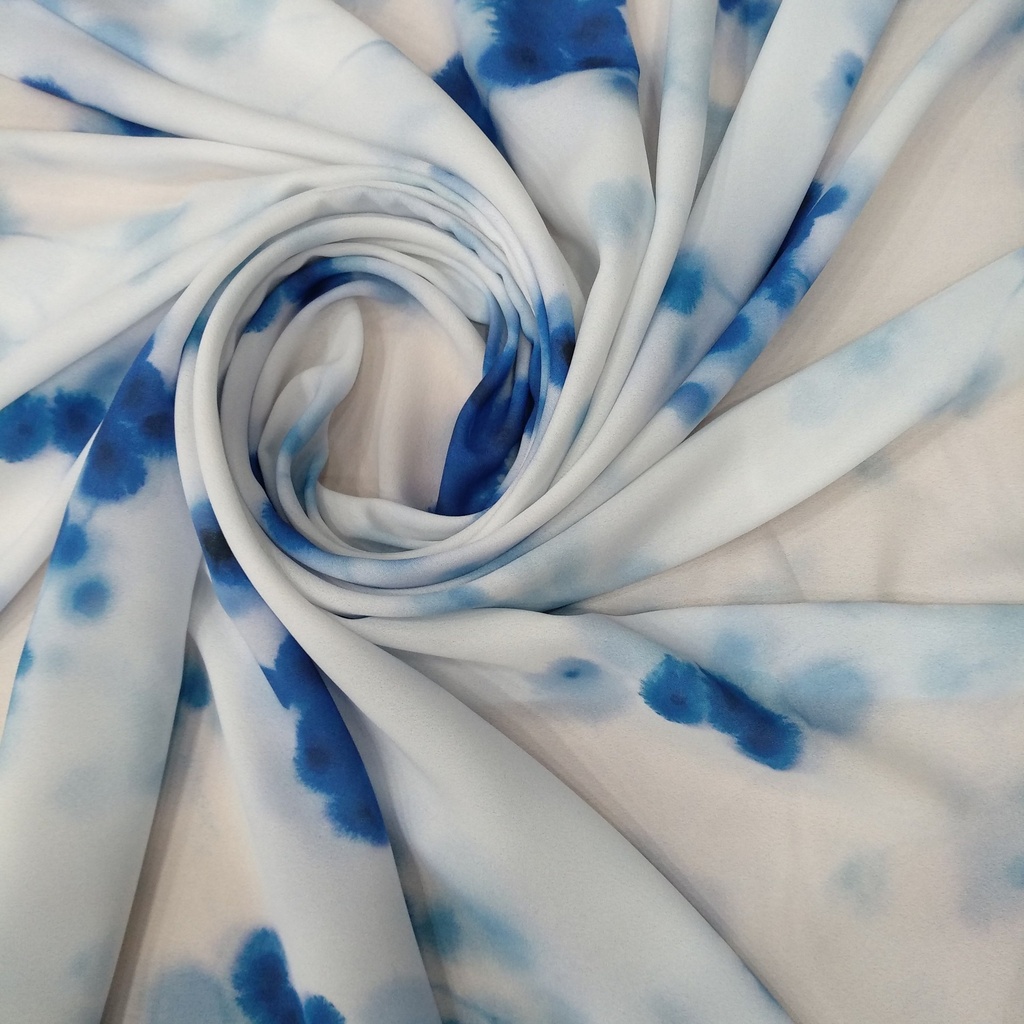 Ocean Blue Tie Dye Print On Royal Georgette (SS22L) RGPL39